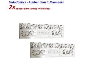 Set Di 2 Strumenti Endodontici Supporto Per Diga In Gomma Con 12 Morsetti