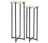 Set di 2 supporti decorativi per fiori, in legno, con base nera.