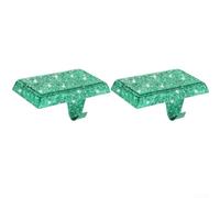Set di 2 supporti per calze di Natale con robusta base in metallo per ganci da caminetto, progettati per mantenere le calze in posizione per la casa festiva e la decorazione di eventi (verde)