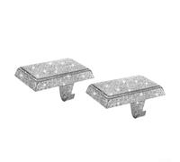 Set di 2 supporti per calze di Natale con struttura in metallo con base ponderata e ganci per caminetto per un supporto stabile della calza delle vacanze (argento)