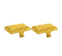 Set di 2 supporti per calze di Natale in metallo con base pesante e ganci per caminetto, progettati per un supporto stabile delle calze in decorazione stagionale (oro)