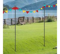 Set di 2 supporti per catena luminosa, 3 m, per esterni, supporto per illuminazione regolabile con doppio gancio, montaggio a pavimento e recinzione, per giardino, terrazza, feste, asta in metallo