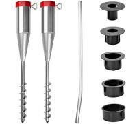 Set di 2 supporti per ombrellone da spiaggia, 25 - 60 mm, ancoraggio a terra, per l'avvitamento, supporto per ombrellone in metallo, manicotto a vite, stendibiancheria per pavimento