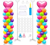 Set di 2 supporti per palloncini regolabili e pompa per palloncini, 2,7 m, in metallo per pavimento, decorazione per baby shower, decorazione per feste di nozze, decorazione per feste