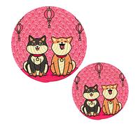 Set di 2 supporti per pentole da cucina con due cani Shiba Inu, set di sottopentole in filo di cotone, ideali per piatti caldi, ciotole, caffè, pentole calde