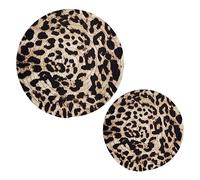 Set di 2 supporti per pentole da cucina in filo di cotone con sottopentole set eleganti sottobicchieri per piatti caldi ciotola per caffè hot pot titolari di pelle leopardata