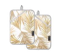 Set di 2 supporti per pentole resistenti al calore per cucina foglie fresche, set di presine arancioni porta pentole con tasche per uso quotidiano