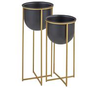 Set di 2 supporti per piante per fioriere di forma rotonda 56/46 cm metallo nero
