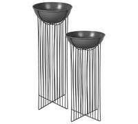 Set di 2 supporti per piante per vaso per fiori rotondo 55/45 cm in metallo nero