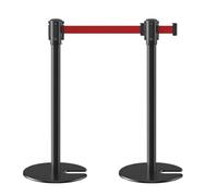 Set di 2 supporti retrattili per cintura, 4,9 m, colore nero, per eventi, teatri, hotel, club e musei, con soluzione sicura