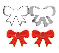 Set di 2 tagliabiscotti per matrimoni, tagliabiscotti a fiocco, tagliafondente, attrezzi per fondente, tagliabiscotti in metallo, tagliabiscotti per la festa della mamma, tagliabiscotti per le vacanze