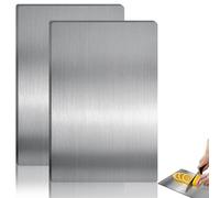 Set di 2 taglieri in titanio in acciaio inox, 34 x 23 cm, bifacciale, antibatterico