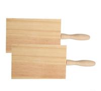 Set di 2 taglieri per gnocchi in legno per arrotolare la pasta e creare cavatelli con texture funzionale