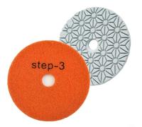 Set di 2 tamponi per lucidatura a 3 gradini da 100 mm, asciutti o bagnati, con retro in resina, per lucidare superfici in granito, cemento, pietra, marmo (2 pezzi passo 3)