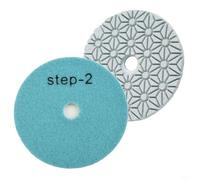 Set di 2 tamponi per lucidatura a secco o bagnato, 100 mm, con retro in resina, per lucidare superfici in granito, cemento, pietra, marmo (2 pezzi, passo 2)