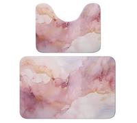 Set di 2 tappeti da bagno in marmo rosa con linea astratta assorbente e tappetino da bagno tappetino antiscivolo con piedistallo