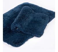 Set di 2 tappeti da bagno Walensee - Blu navy - Tappetino da bagno di lusso in microfibra a pelo lungo, assorbente, antiscivolo, lavabile in lava