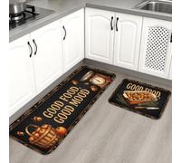 Set di 2 tappeti da cucina a forma di barattolo di miele, stile rustico con chicchi di caffè, orologio nessuno nero, morbido, lavabile, decorativo, per lavello, lavanderia, bagno, ingresso