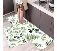 Set Di 2 Tappeti Da Cucina Antifatica Foglie Di Eucalipto, Tappetini Da Cucina Piante Ad Acquerello per La Decor Della Casa E L'ufficio, Antiscivolo, Tappetini Da Cucinas Comodi 45x75cm+45x150cm