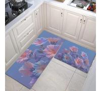 Set Di 2 Tappeti Da Cucina Antifatica,Giardino Dei Sogni, Tappetini Da Cucina Per La Decorazione Della Casa E L'Ufficio,Antiscivolo, Tappetini Da Cucinas Comodi (Ibisco In Fiore,40×60Cm+40×120Cm)