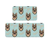 Set di 2 tappeti da cucina antifatica per il pavimento, motivo: fronte di pastore tedesco, lavabile, antiscivolo, per ufficio, bagno, lavanderia, decorazione per la casa e