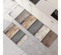 Set di 2 tappeti da cucina antiscivolo super assorbenti, tappetino da bagno per corridoio, sala da pranzo, ingresso e lavanderia, design elegante in legno, 120 x 180 cm e 120 x 360 cm