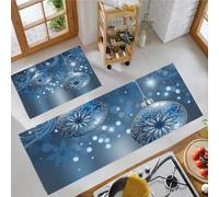 Set Di 2 Tappeti Da Cucina Comodi, Vortex Di Fiocchi Di Neve Decorazione Natalizia, Tappetini Da Cucina Morbidi Lavabili Antiscivolo Antifatica Per Soggiorno L'Ufficio, Blu Scuro, 44X75+44X120Cm