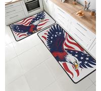 Set di 2 tappeti da cucina con aquila bandiera libertà, tappetini imbottiti con retro antiscivolo in memory per lavello, lavanderia, ufficio, 119,4 x 43,2 cm + 73,7 x 43,2 cm