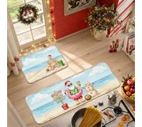 Set di 2 tappeti da cucina con Babbo Natale tropicale