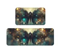 Set di 2 tappeti da cucina imbottiti con frammenti di vetro in farfalle, comodi tappetini per la decorazione della casa, tappetini da cucina per pavimento antiscivolo lavabili, lavanderia 43 x 119 cm