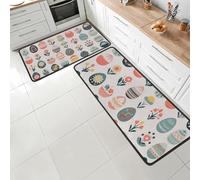 Set di 2 tappeti da cucina in stile cartone animato, con motivo uova di Pasqua, in tela, anti-affaticamento, con retro antiscivolo, tappetini in memory foam, per lavello, lavanderia, ufficio, 304,8 x