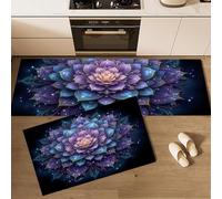 Set Di 2 Tappeti Da Cucina Mandala Luce Stellare, Tappetini Da Cucina Lavabili, Runner Antiscivolo Arte Psichedelica Misteriosa Tappetino Assorbente per Ingresso, Corridoio, Viola, 50x80cm+50x150cm