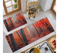 Set di 2 tappeti da cucina Romanzo Autunnale, tappetini Una Foresta Di Aceri per la decorazione della casa e l'ufficio, antiscivolo, tappetini da cucina Rosso, 40x60cm+40x120cm