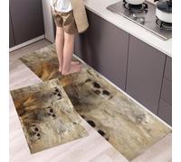 Set di 2 Tappeti da Cucina Suricati Antifatica, Tappetini da Cucina Zoo Antiscivolo, Tappetini Comodi per Corridoio, Sala da Pranzo e Ingresso Marrone, 40x60cm+40x120cm