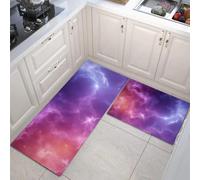 Set Di 2 Tappeti Da Cucina Universo Misterioso Tappetini Da Cucina Nebulosa Dei Sogni Per La Decorazione Della Casa E L'Ufficio Impermeabili Antiscivolo Tappeto (Viola Rossastro, 40x60cm+40x120cm)
