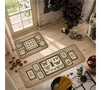 Set di 2 tappeti da cucina vintage con farfalle e galleria botanica | Layout vintage galleria, tappeti runner da cucina, tema storia naturale, superficie morbida in flanella