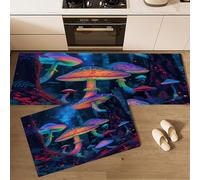 Set di 2 tappeti da cucinas Illustrazioni fantasy Foresta misteriosa, tappetini da cucina per la decorazione della casa e l'ufficio, impermeabili,tappetini da cucina comodi (40x60+40x120cm)
