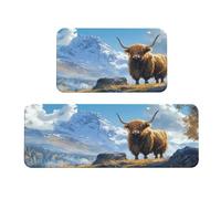 Set di 2 tappeti imbottiti da cucina con alte montagne e nuvole bianche consumano buoi set di 2 tappetini comodi per la decorazione della casa, tappetini da cucina per pavimento antiscivolo lavabili