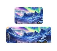 Set di 2 tappeti imbottiti da cucina con cielo glaciale e luci del nord, comodi tappetini per la decorazione della casa, tappetini da cucina per pavimenti antiscivolo lavabili, lavanderia 43 x 119 cm