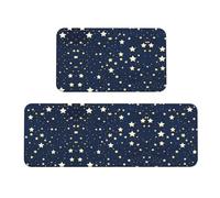 Set di 2 tappetini antiscivolo da cucina blu navy cielo e stelle per casa, ufficio, lavanderia
