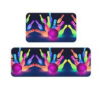 Set di 2 tappetini antiscivolo da cucina con palline da bowling, per casa, ufficio, lavanderia