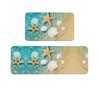 Set di 2 tappetini antiscivolo da cucina con stelle marine e conchiglie, per casa, ufficio, lavanderia