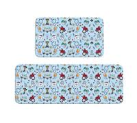 Set di 2 tappetini antiscivolo da cucina con strumenti dei cartoni animati, per casa, ufficio, lavanderia
