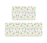 Set di 2 tappetini antiscivolo da cucina in alpaca, lama con cactus, bandiera montagna, tappetini per casa, ufficio, lavanderia