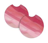 Set di 2 tappetini antiscivolo per portabicchieri da auto, in stile sfumato, colore rosa, 6,9 cm, multifunzionale, consigliato dai proprietari di auto femminili