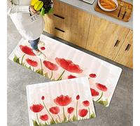 Set di 2 tappetini da antiscivolo cucina,Bocciolo di fiore floreale, romantico Bocciolo di fiore Prato Germogli femmini,Assorbono acqua e olio, da cucina, antipolvere, per interni, 40x60 cm+40x100 cm