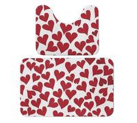 Set di 2 tappetini da bagno con cuore rosso, romantico amore, assorbente, tappetino da bagno e tappetino da bagno, tappetino antiscivolo con piedistallo