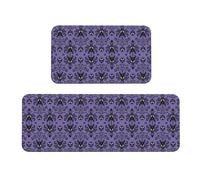 Set di 2 tappetini da cucina antiscivolo con motivo horror su sfondo viola, ergonomici, per cucina, bar, scrivania