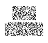 Set di 2 tappetini da cucina antiscivolo con stampa leopardata nera e bianca, per casa, ufficio, lavanderia