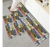 Set di 2 tappetini da Cucina Antiscivolo e tappeti,Stati Uniti d'America, targhe automobilistiche americane retrò Utah Washingt,Con Retro in Gomma, Resistente, Lavabile in Lavatrice 45x70 cm+45x120 cm
